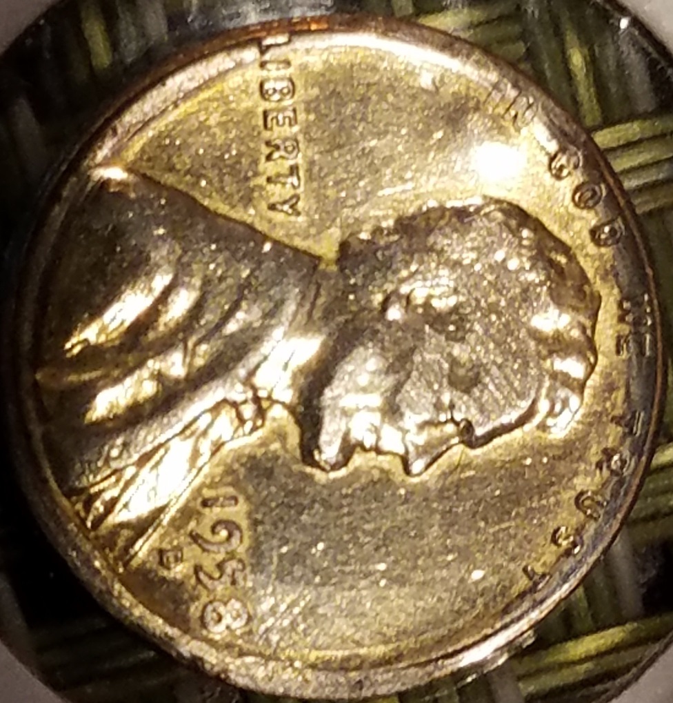 1958-D-Wheat-Penny-With-Silver-To-Gold-Hue